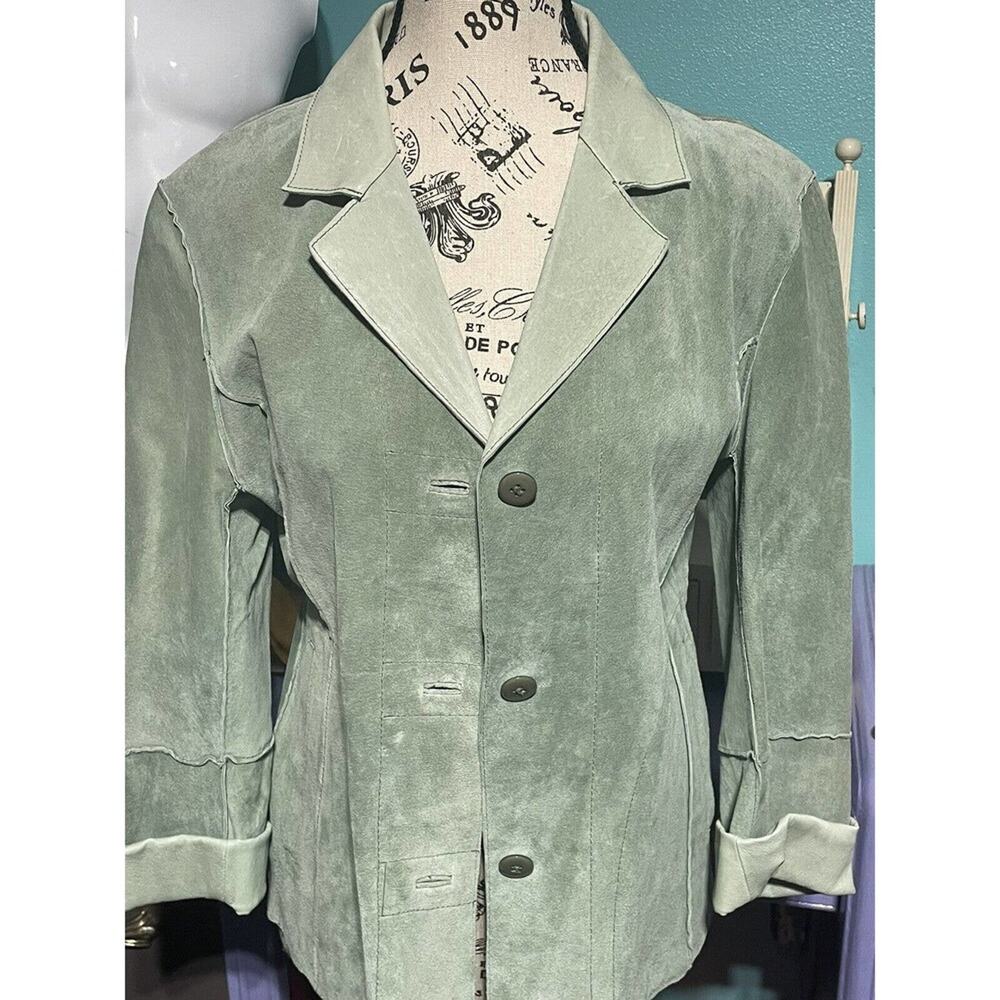 Women’s Sage Green Suede Button-Front Jacket